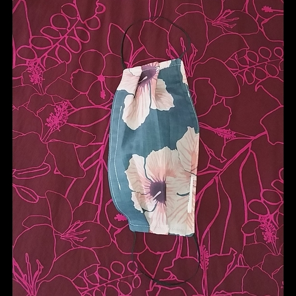 repurposed Accessories - Acacia Hibiscus custom cloth face mask blue pink swimwear OS